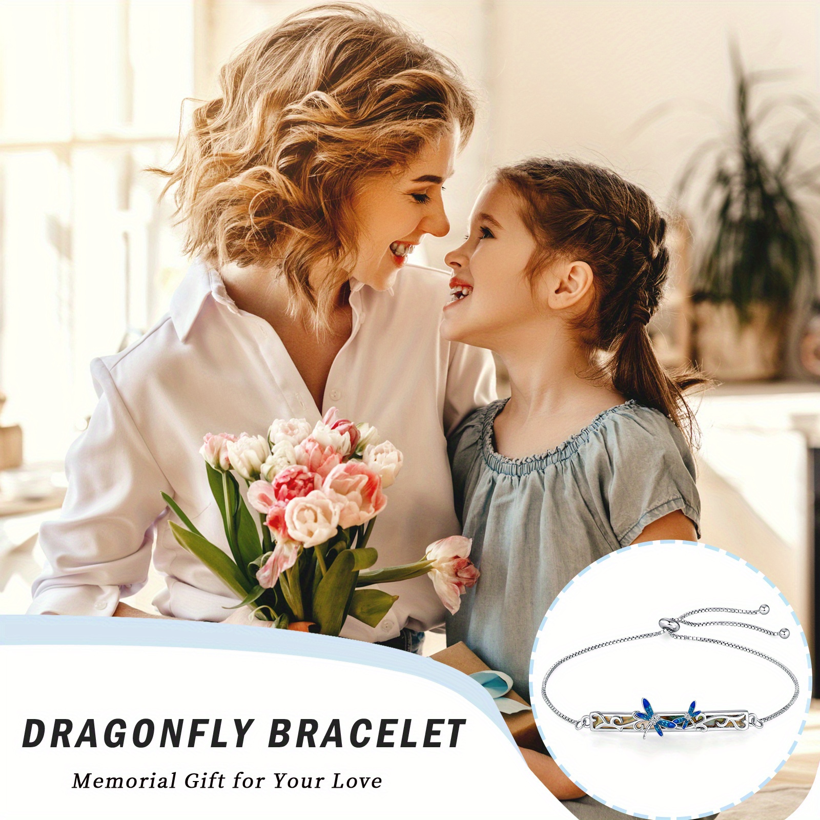 Dragonfly Bracelet 925 Sterling Silver Abalone Shell Dragonfly Jewelry